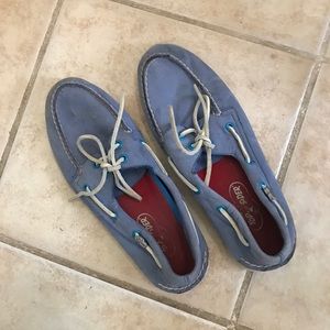 Light blue suede Sperry topsiders